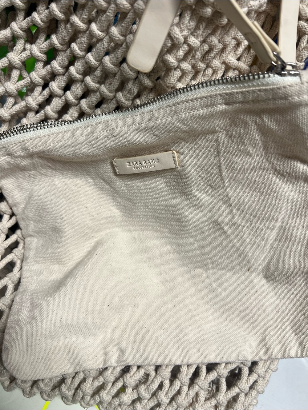 Zara Beige Crochet Tote with Leather Straps - Picture 2 of 3